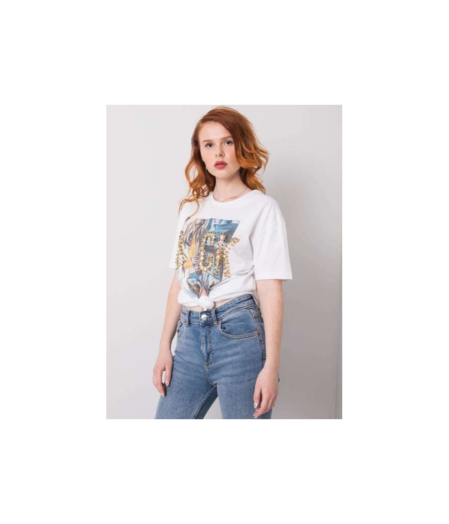 T-shirt z przepiękną aplikacją "BACK": Ekstrawagancki Styl! T-shirt z przepiękną aplikacją "BACK": Ekstrawagancki Styl!