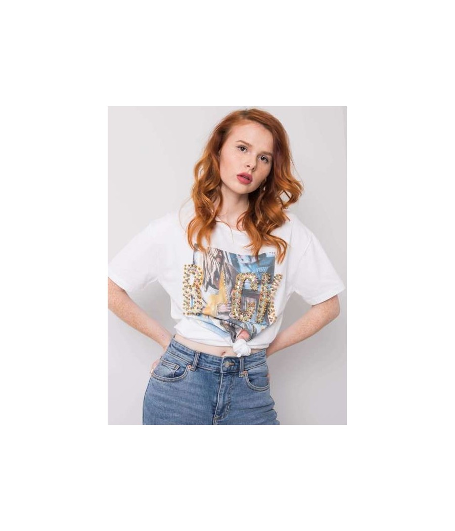 T-shirt z przepiękną aplikacją "BACK": Ekstrawagancki Styl!