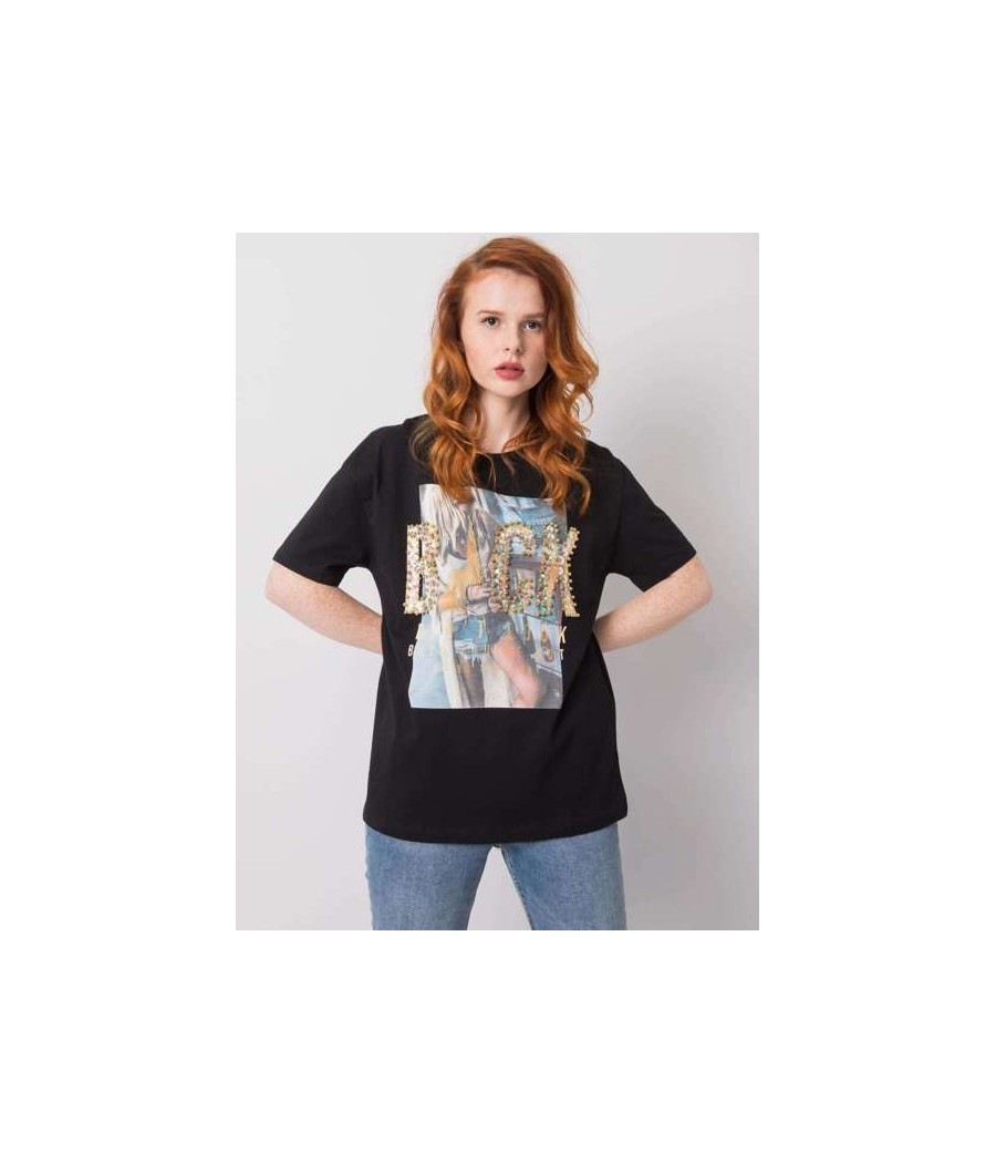 T-shirt z przepiękną aplikacją "BACK": Ekstrawagancki Styl!