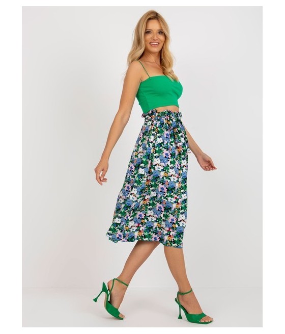 Niebiesko-Czarna Spódnica Midi z Eleganckim Paskiem