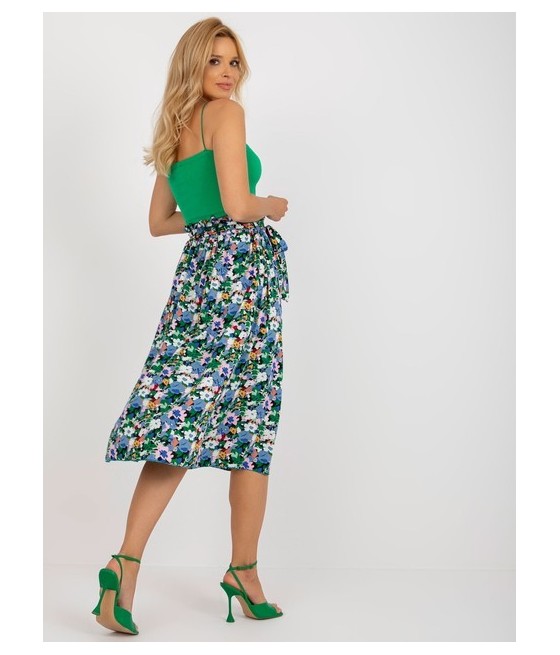 Niebiesko-Czarna Spódnica Midi z Eleganckim Paskiem