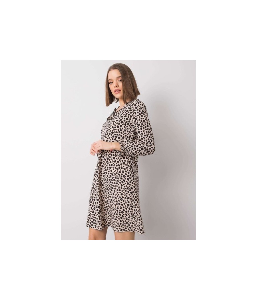 Sukienka mini w panterkę z długim rękawem - Stylowa i elegancka