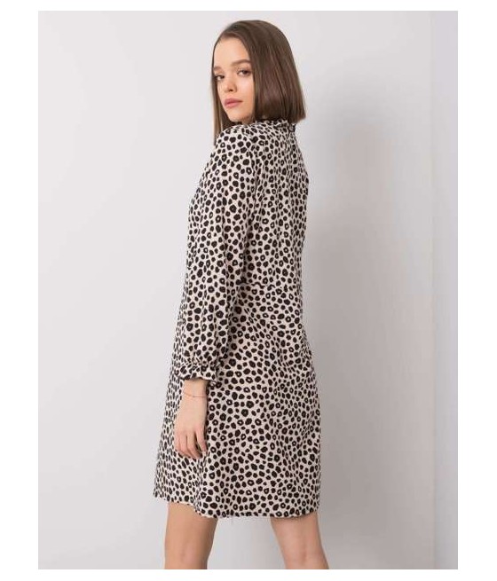 Sukienka mini w panterkę z długim rękawem - Stylowa i elegancka