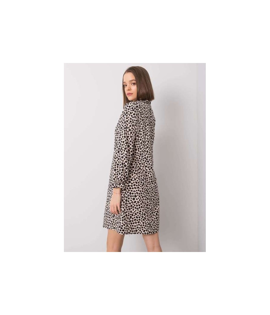 Sukienka mini w panterkę z długim rękawem - Stylowa i elegancka