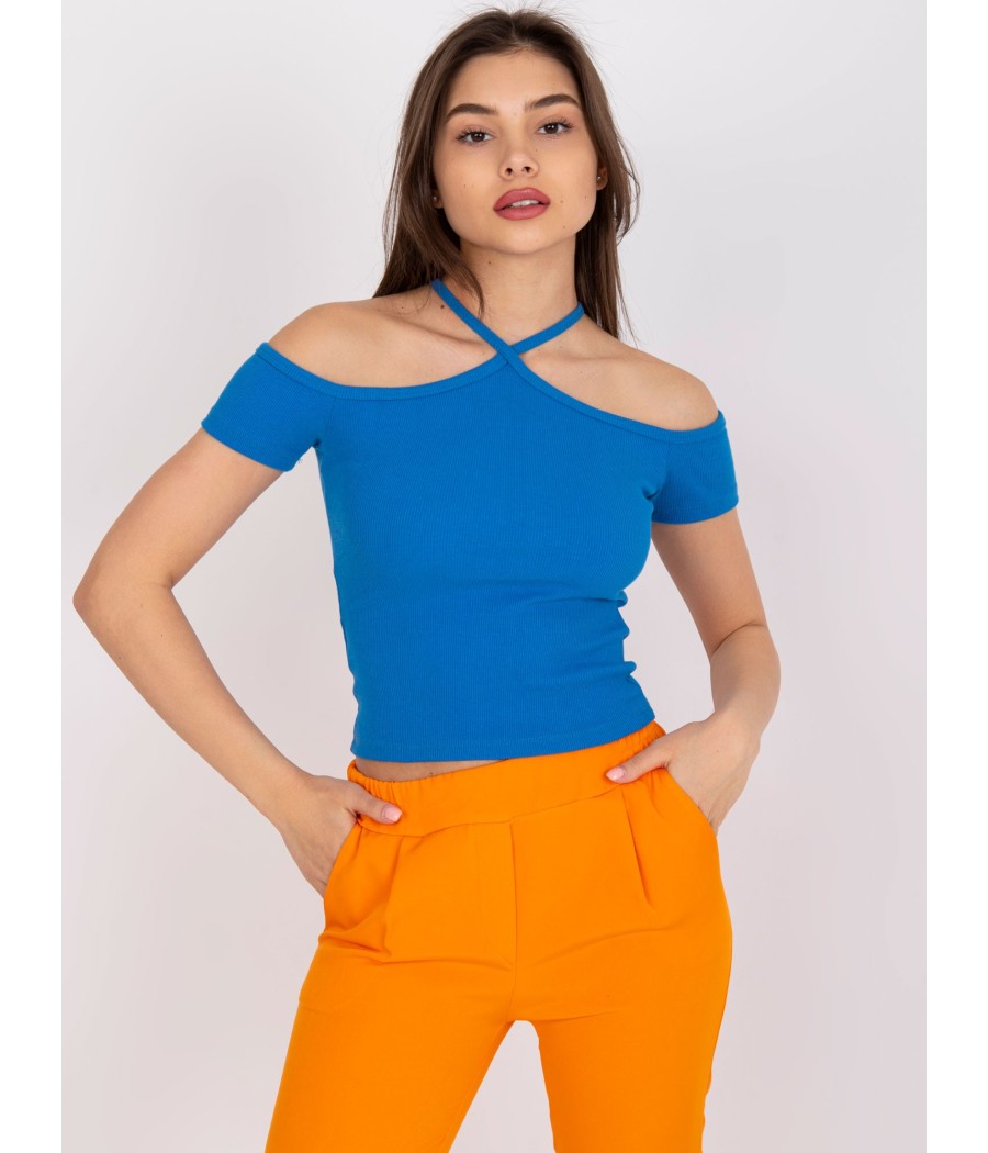 Bluzka hiszpanka z prążkowanego materiału - Xoni Butik