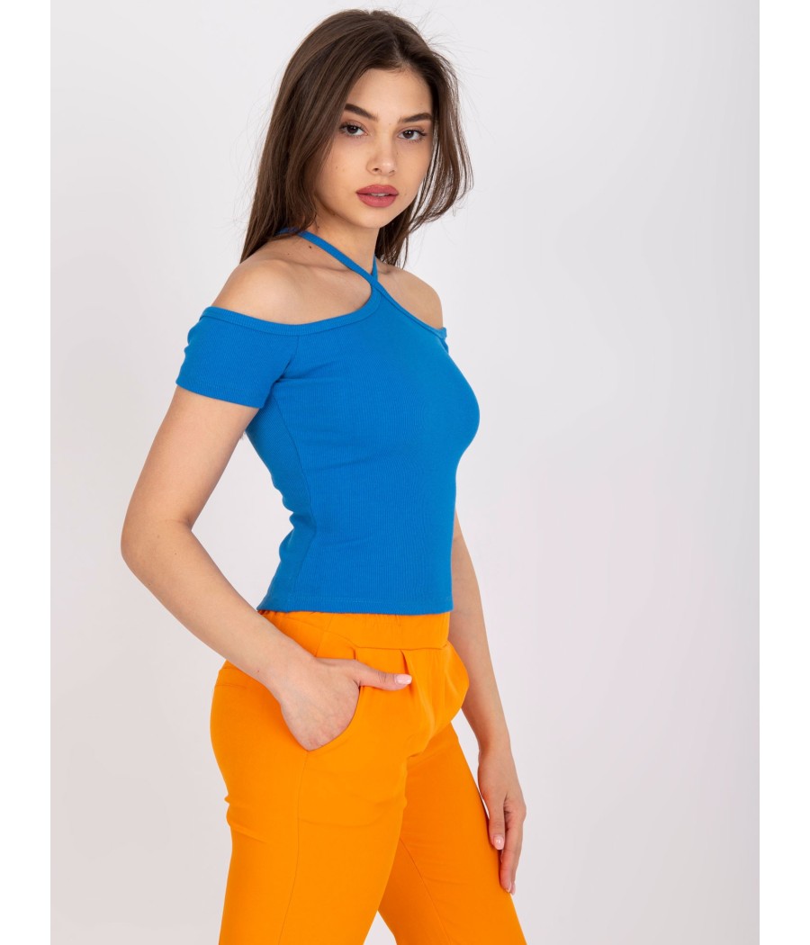 Bluzka hiszpanka z prążkowanego materiału - Xoni Butik