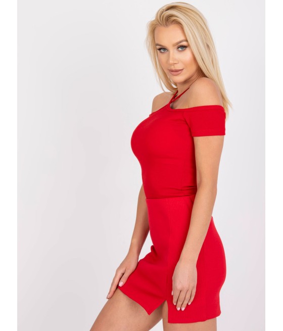 Bluzka hiszpanka z prążkowanego materiału - Xoni Butik