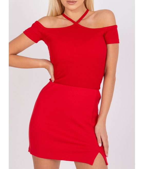 Bluzka hiszpanka z prążkowanego materiału - Xoni Butik