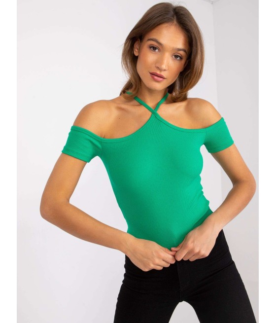 Bluzka hiszpanka z prążkowanego materiału - Xoni Butik
