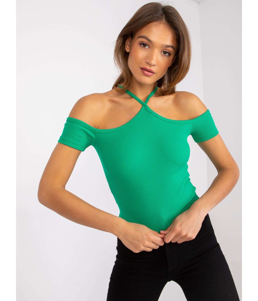 Bluzka hiszpanka z prążkowanego materiału - Xoni Butik
